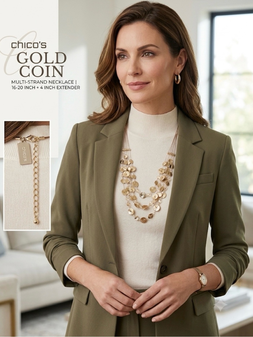 Chico's Gold Multi-Strand Necklace